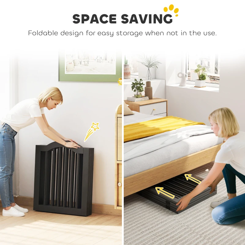 PawHut Barierka dla psów, Wolnostojąca z nóżkami, Składana, 5 paneli, 261,5 x 29,5 x 61 cm, Czarna