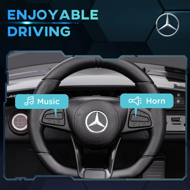 AIYAPLAY Mercedes-Benz AMG GTR Licensed 12V Kids Ride on Car, Battery Powered Kids Electric Car with Remote Control, Soft Start, LED Lights, Music Horn, 3 Speeds, for Ages 3-6 Years, Black