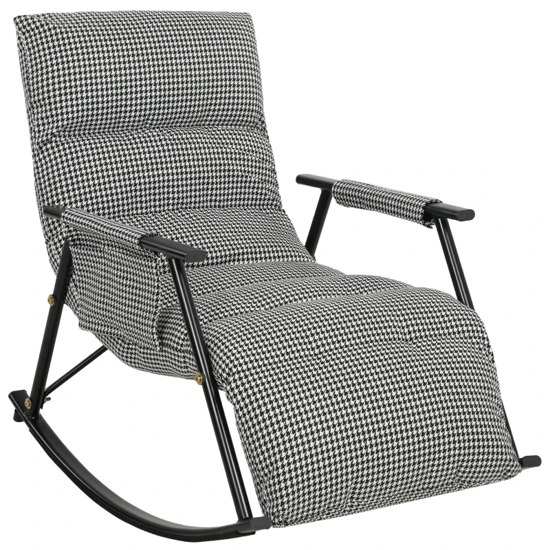 HOMCOM Silla Mecedora con Respaldo y Reposapiés Ajustables Mecedora Sillón Balancín Tapizado en Lino 62x100x89 cm Negro