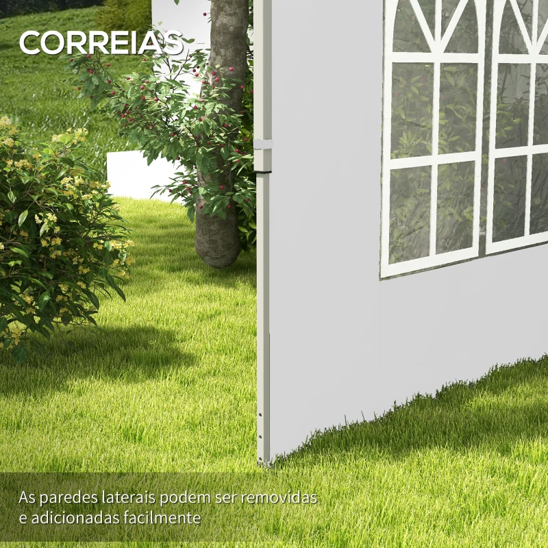 Outsunny 2 Paredes Laterais para Tenda de 3x3 / 3x4 m 295x195 cm Parede de Substituição de Tecido Oxford para Tendas Dobráveis Branco