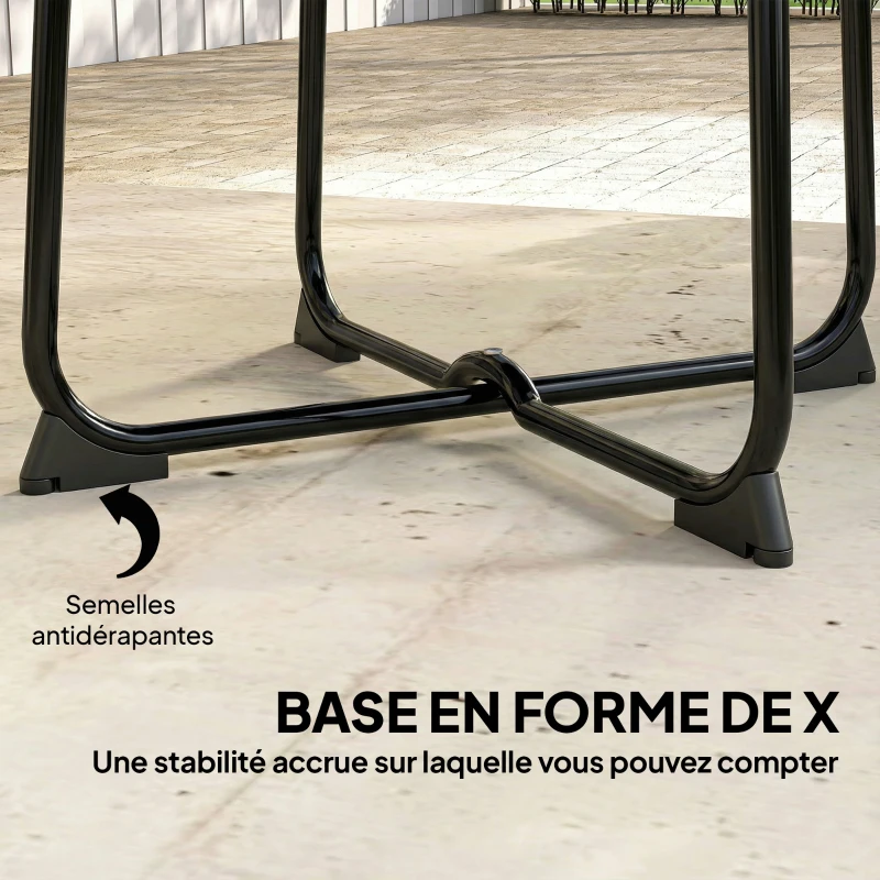 Outsunny Table basse extérieure pour 2 personnes, table de jardin ronde base en X avec structure en métal, Ø 50 x 45,5 cm, noir