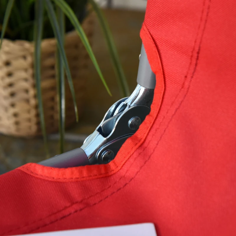 Outsunny Lettino Prendisole Pieghevole con Schienale Reclinabile su 5 Livelli, 187x55x24cm, Rosso