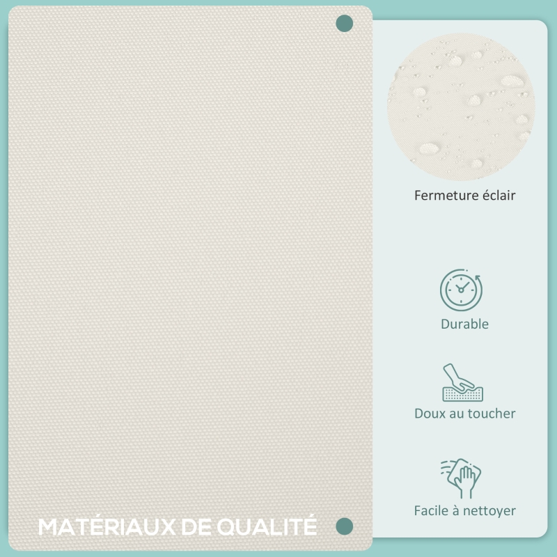 Outsunny Lot de 14 Housses de Rechange Coussins Salon de Jardin - 6 Housses Coussin d'assise, 8 Housses Coussin Dossier - Housses zippées Polyester déperlant Crème