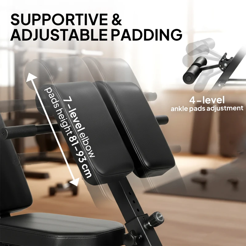 SPORTNOW Wielofunkcyjna ławka treningowa, regulowana ławka skośna i płaska z 6-stopniowym oparciem, 3-stopniowym siedziskiem, czarna