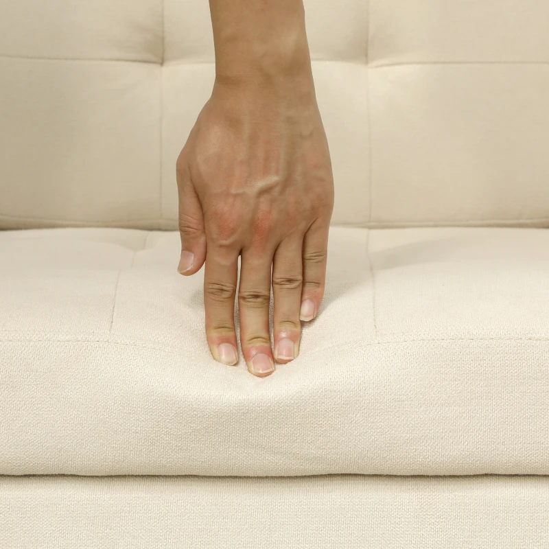 HOMCOM Divano 3 posti con contenitore e schienale capitonné, 166,5x62x82 cm, Crema