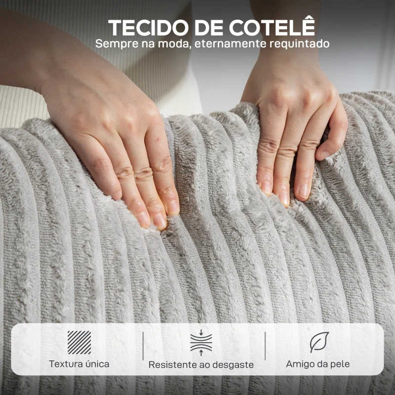 HOMCOM Poltrona Relax Reclinável Manual Estofada em Veludo com Apoio para Pés 73x86x100 cm Cinzento