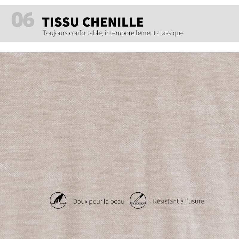 HOMCOM Chaise de bureau sans accoudoirs, fauteuil de bureau en chenille, hauteur réglable, 62 x 67 x 83-93 cm, beige