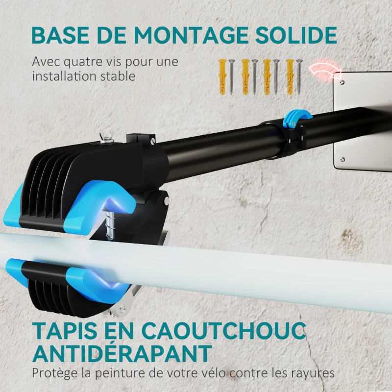 HOMCOM Support de réparation de vélo réglable en hauteur, pince rotative 360°, charge max. 25kg, 41-60x13x13cm, noir