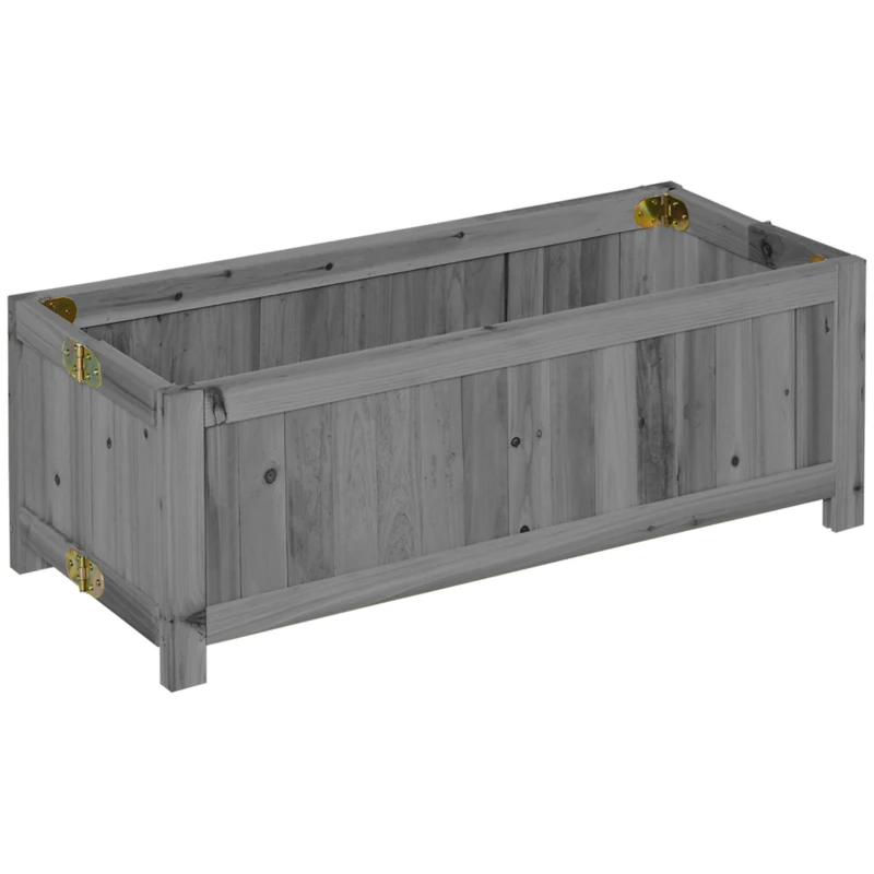 Outsunny Carré Potager de jardin pliable en Bois massif, Jardinière Surélevé 70 x 30 x 25 cm pour Jardin Balcon Terrasse gris