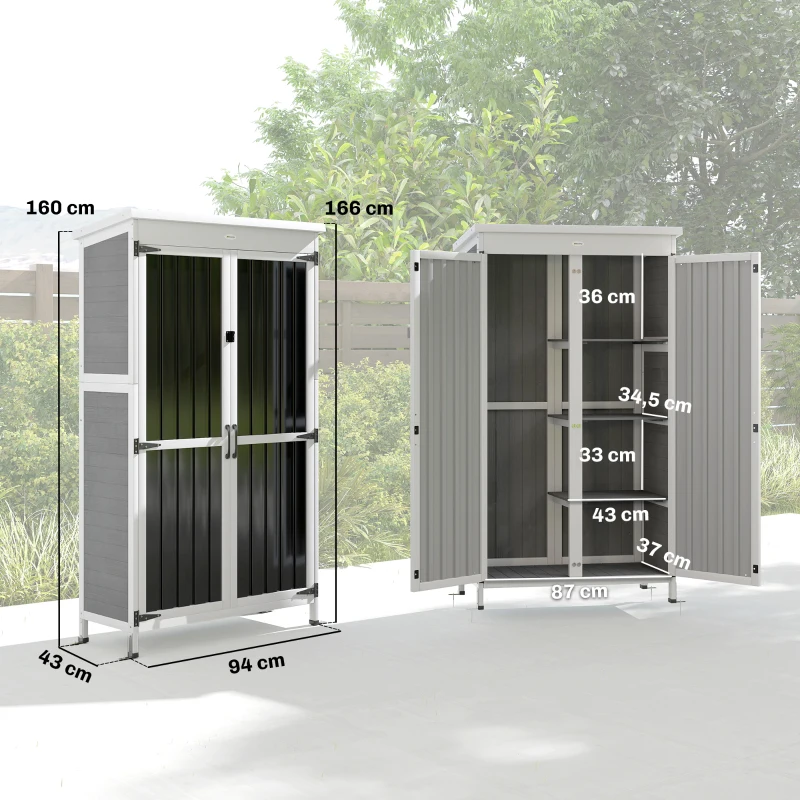 Outsunny Armário de Exterior para Ferramentas com 3 Prateleiras Removíveis