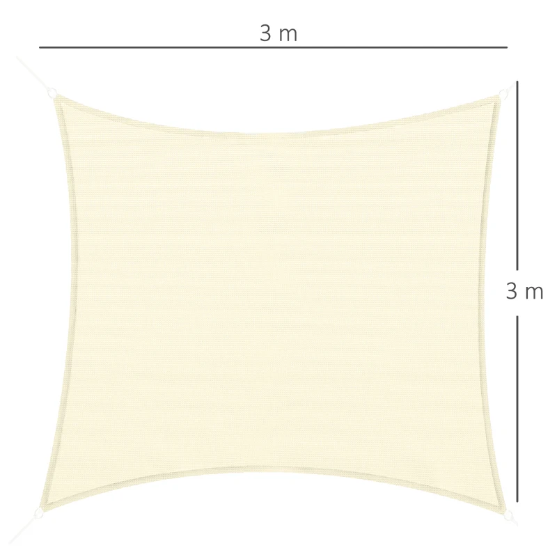 Outsunny Voile d'ombrage rectangulaire 3 x 3 m polyéthylène Haute densité Protection UV Avec sac de rangement - Coloris crème