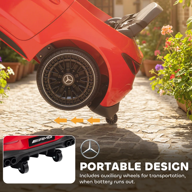 AIYAPLAY Elektryczny samochód dla dzieci, design Mercedes, silniki 12V, zdalne sterowanie, LED, muzyka, dla dzieci 3-6 lat, Czerwony