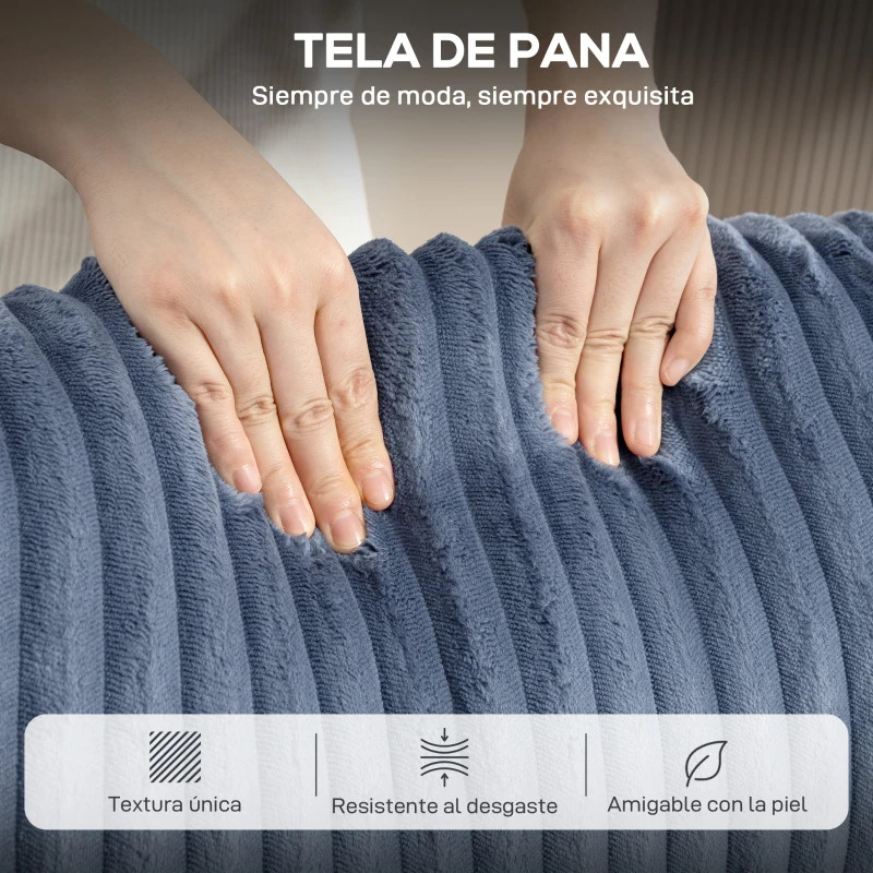 HOMCOM Sillón Relax Reclinable Manual Tapizado en Pana Instalación Rápida Reposapiés Acolchado Grueso Azul Oscuro