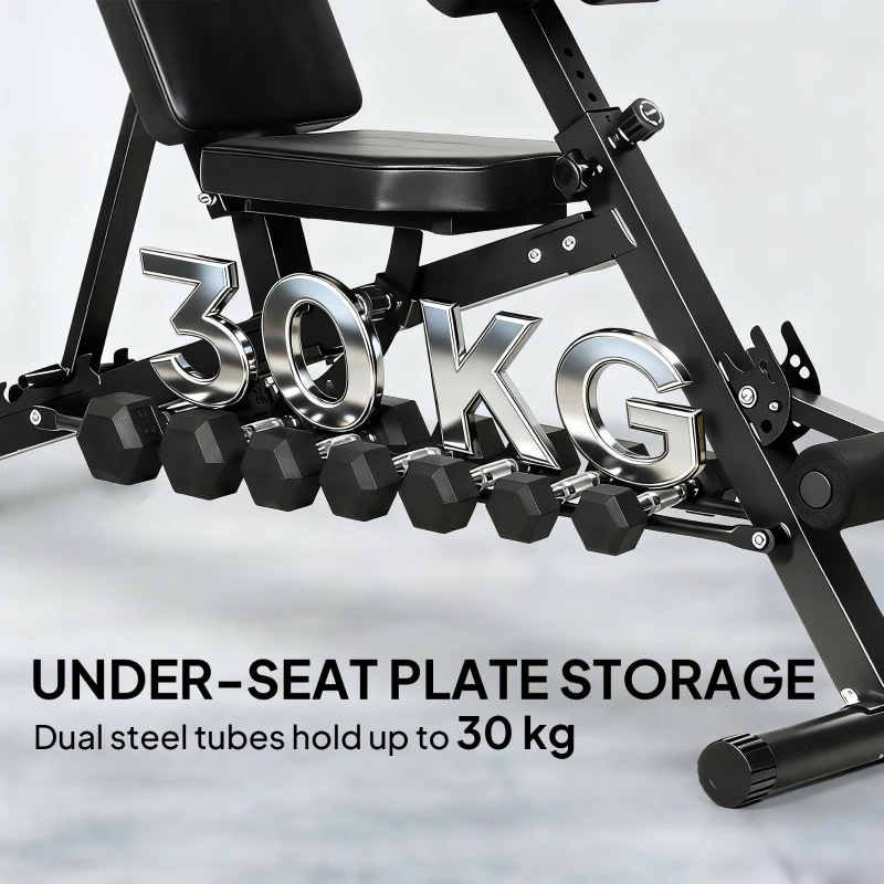 SPORTNOW Wielofunkcyjna ławka treningowa, regulowana ławka skośna i płaska z 6-stopniowym oparciem, 3-stopniowym siedziskiem, czarna