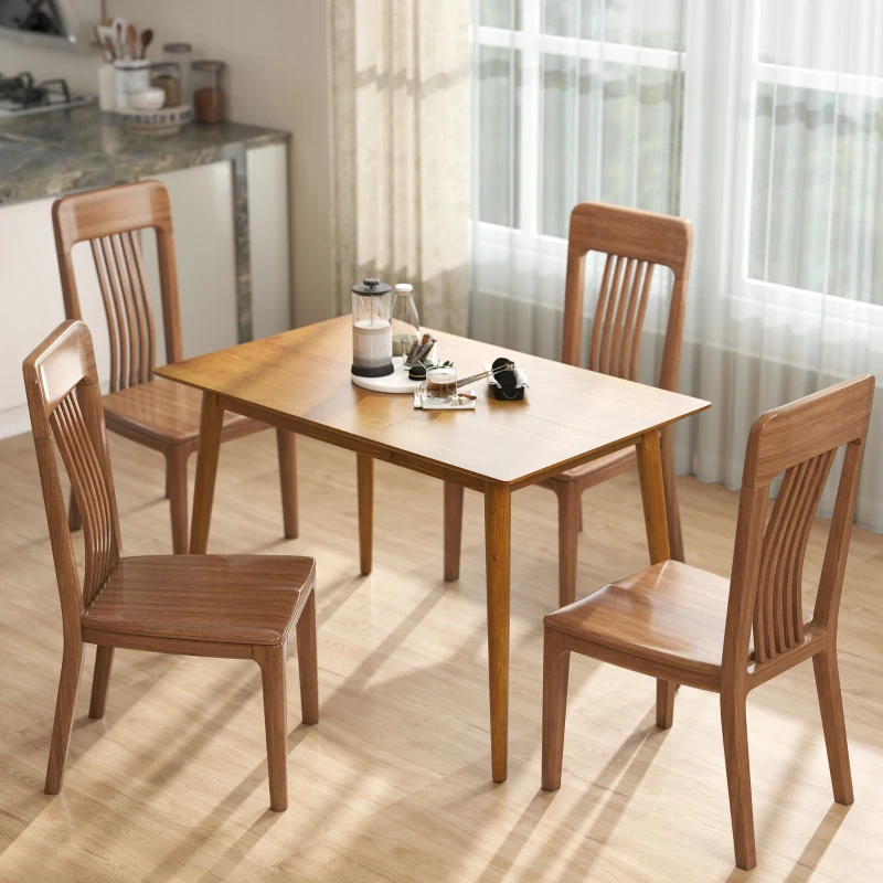 HOMCOM Table de salle à manger design grand plateau 4-6 personnes en bois dim. 120L x 75l x 76H cm