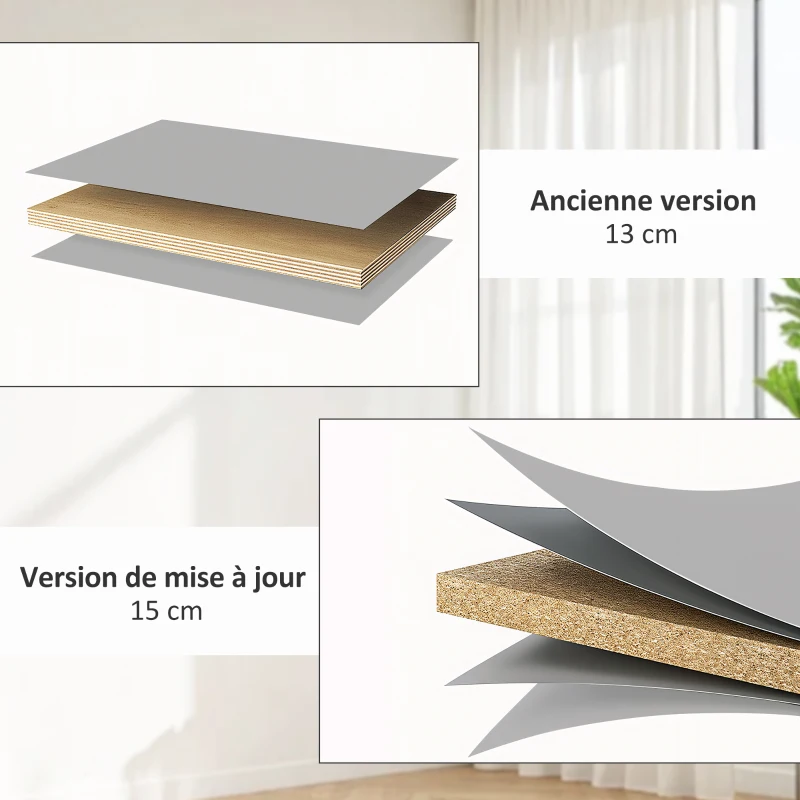 HOMCOM Coffre de rangement, banc de rangement avec couvercle rabattable et charnières de sécurité, 100 x 40 x 40 cm, gris