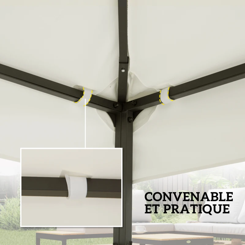 Outsunny Toile de rechange pour pavillon toile de tonnelle 4 x 3 m, double toit avec trous de drainage, polyester 180 g/m², crème