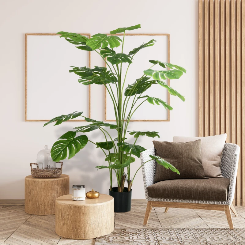 HOMCOM Plante artificielle arbre artificiel monstera deliciosa avec pot inclus hauteur 180 cm intérieure vert