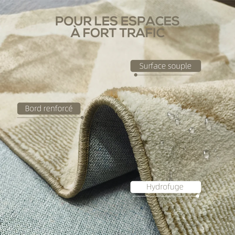 HOMCOM Tapis salon 230 x 160 cm poils courts lavable en machine hypoallergénique pour salon, chambre à coucher, bureau, jaune
