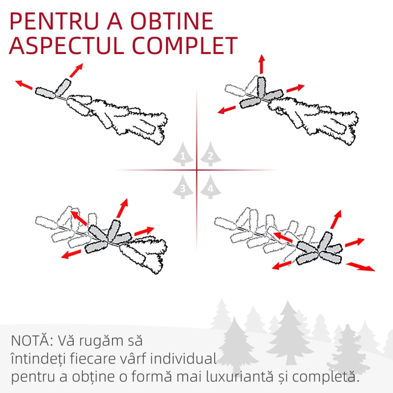 HOMCOM Ghirlandă de Crăciun cu 50 de Lumini LED Albe, Temporizator și Decorațiuni, 180x30x30 cm, Verde