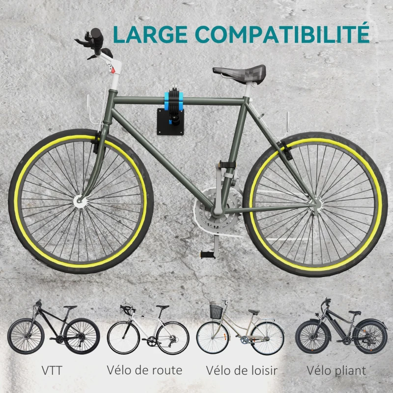 HOMCOM Support de réparation de vélo réglable en hauteur, pince rotative 360°, charge max. 25kg, 41-60x13x13cm, noir