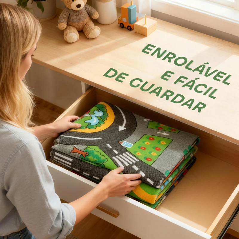 AIYAPLAY Tapete Infantil Estrada de Cidade 200x150 cm Tapete Educativo Antiderrapante para Bebés Multicor