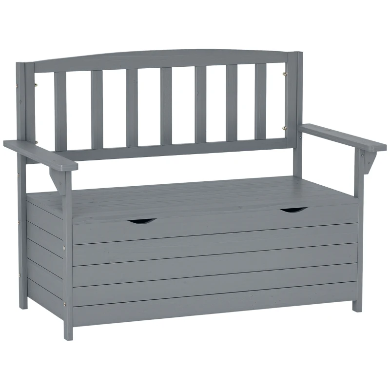 Outsunny Two-Seater Garden Storage Bench - Grey