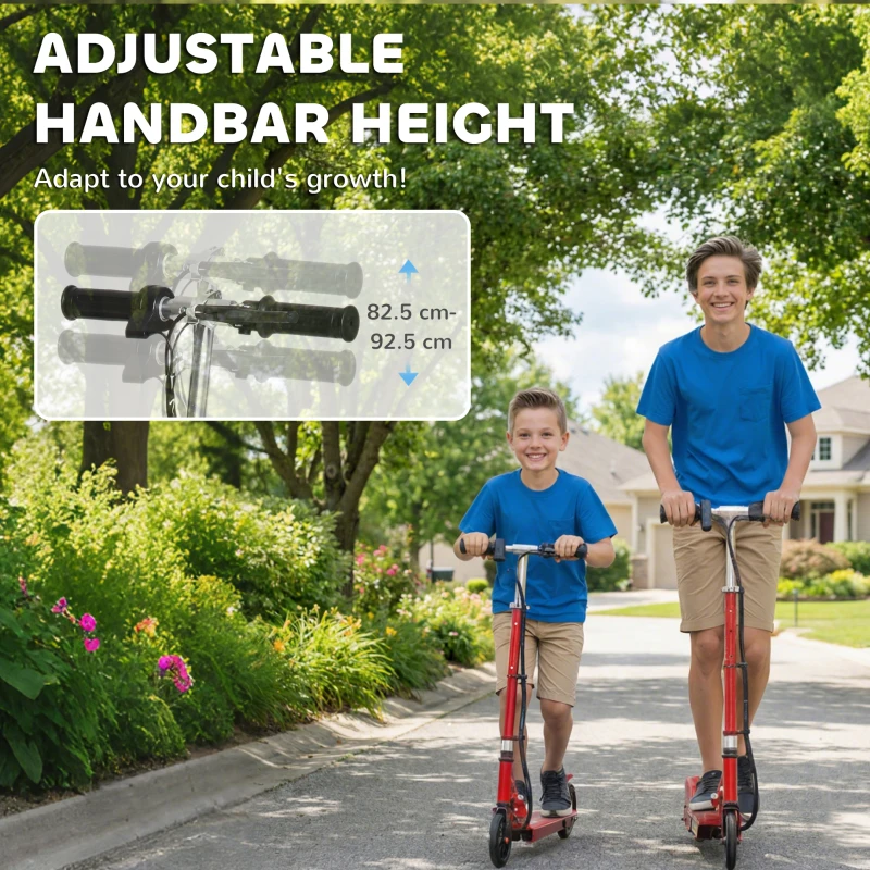 HOMCOM Folding Electric Scooter Rechargeable Kids Ride on 7-14 Age Red/Black