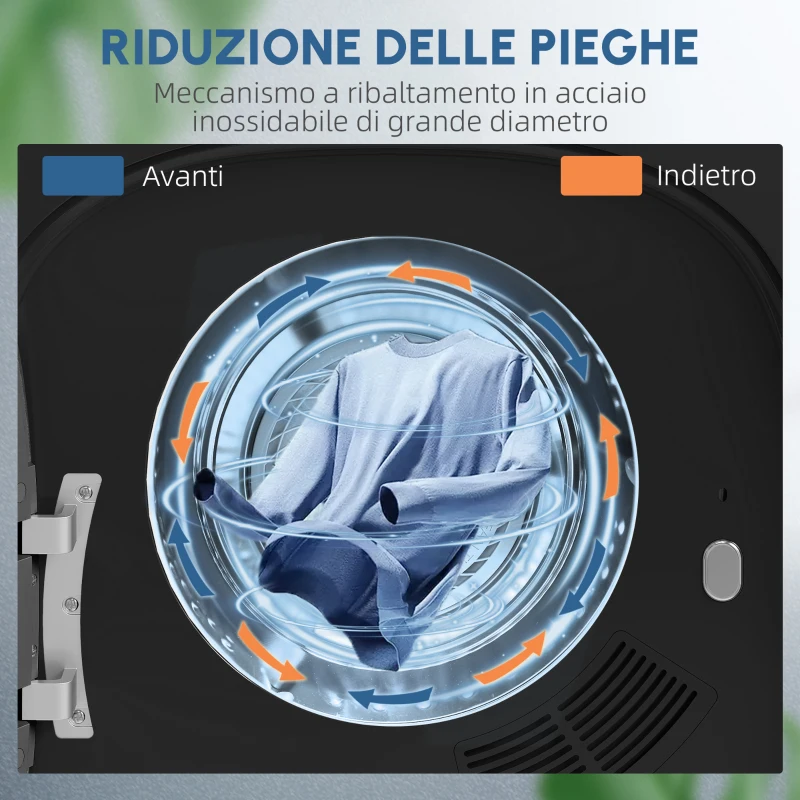 HOMCOM Asciugatrice a Condensa Elettrica 800 W 4 Kg con 5 Modalità di Asciugatura, Cesto in Acciaio Inossidabile, Carica Frontale