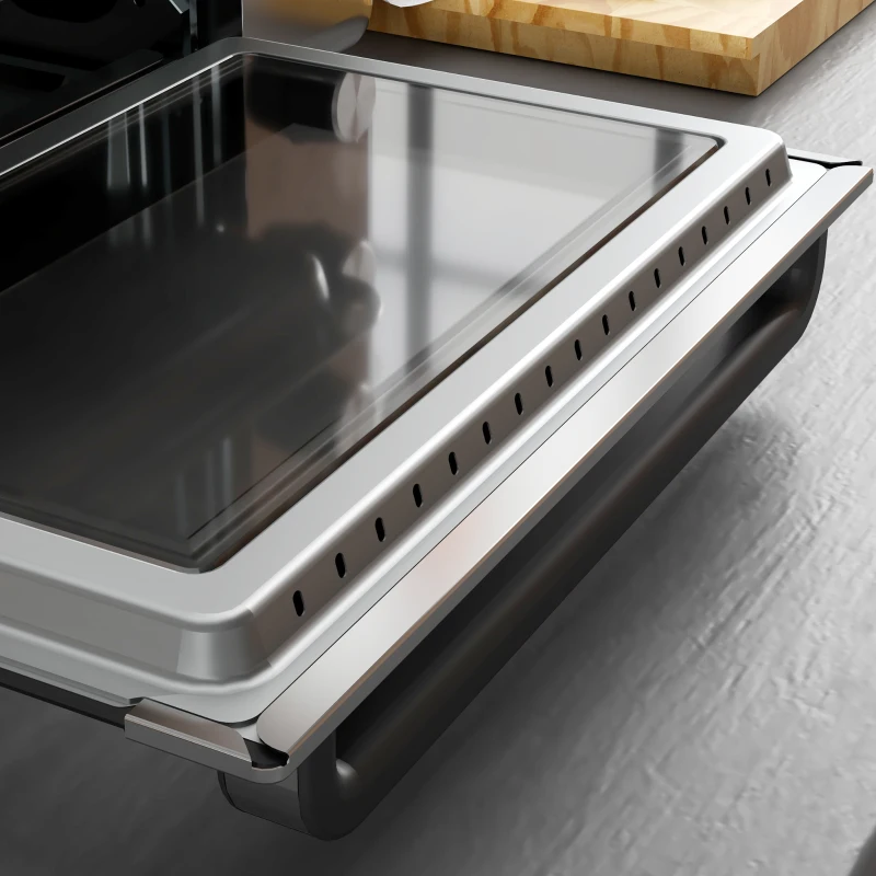 HOMCOM Horno Eléctrico de 30L con 3 Funciones de Cocción, Temperatura Regulable y Temporizador, 1600W, Plateado