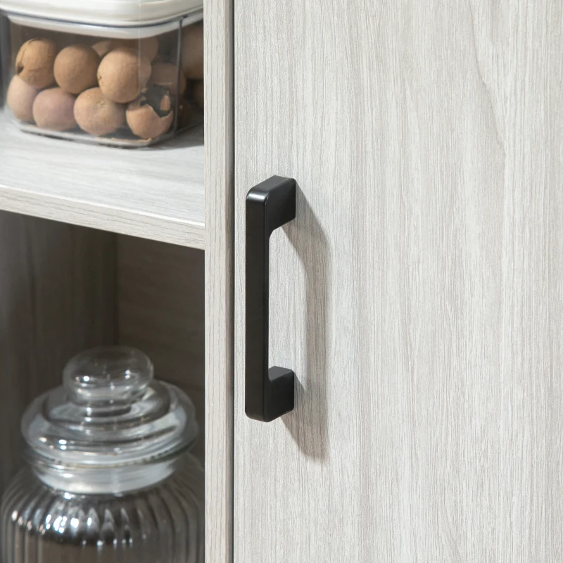 HOMCOM Aparador moderno de madera con 2 armarios y estantes, mueble de cocina y para recibidor Gris claro, 100x34x87.2cm