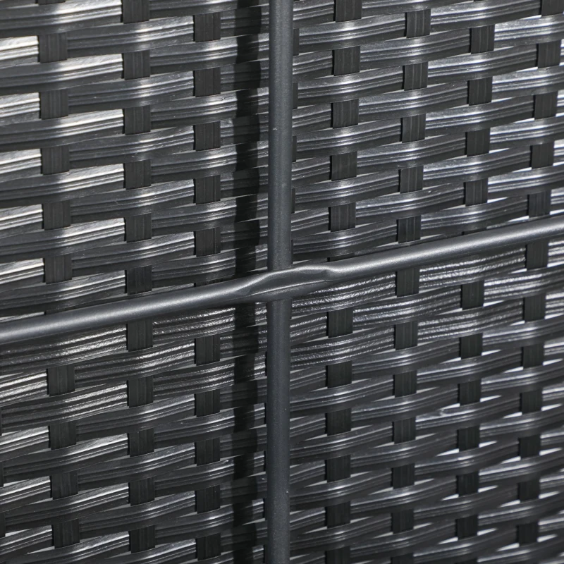 Outsunny Baúl de Jardín en Ratán y Acero con Tapa, 95x60x53cm, Negro