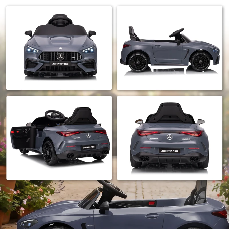 AIYAPLAY Coche eléctrico infantil, diseño Mercedes, motores 12V, control remoto, luces LED, música, para niños de 3 a 6 años, Gris