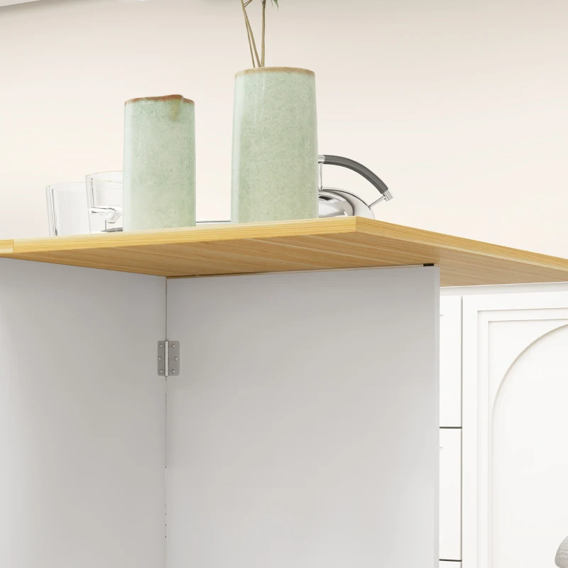 HOMCOM Mesa de Comedor Plegable para 2-4 Personas con 2 Alas Abatibles, Cajón y Estantes, Roble