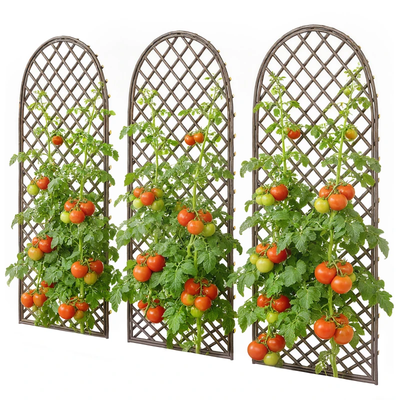 Outsunny Garden Arch, Garden Arbor with 8mm Wicker and Dome Top, Natural Wood Finish