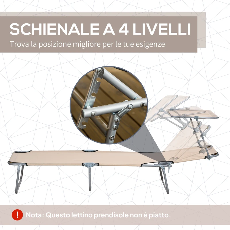 Outsunny Set 2 Sdraio da Giardino Pieghevoli con Tettuccio Regolabile, in Tessuto Oxford e Metallo, 187x58x36 cm, Marrone