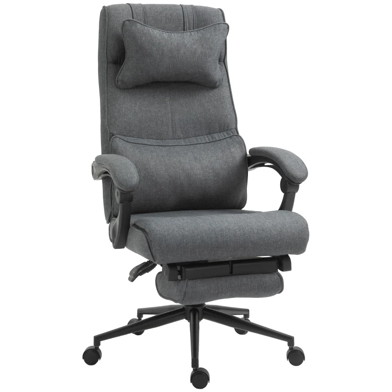 Vinsetto Silla de Oficina Ergonómica de Altura Regulable con Reposabrazos y Reposapiés, 66x70x115-123 cm, Gris