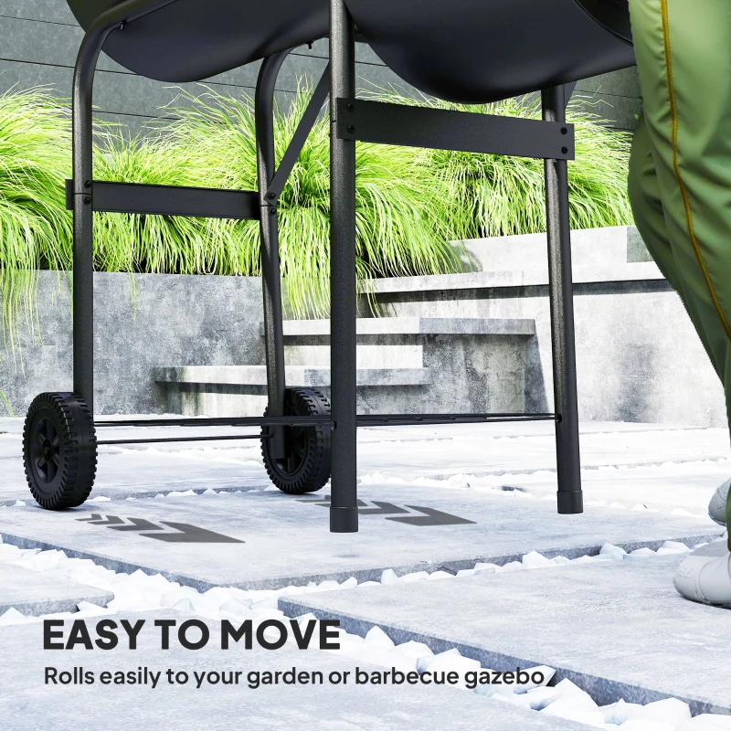Outsunny Barbecue Grill Portable Outdoor Charcoal BBQ Grill with Offset Smoker 109 x 60 x 120 cm Black