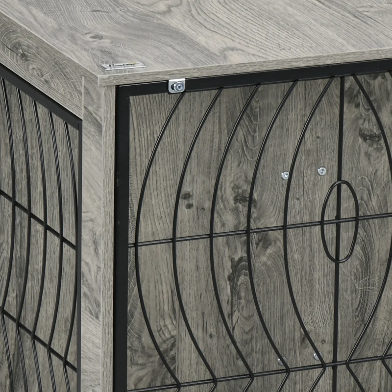 PawHut 46.46'' Dog Crate Furniture End Table w/ Plush Washable Cushion, Lockable Door, for Extra Large Dogs