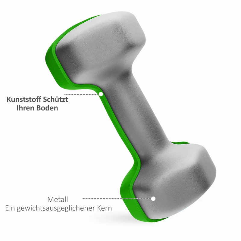 SPORTNOW Hantelset mit Aufbewahrungsgestell, Set mit 6 Hanteln für Fitness-Training, 2 x 1kg, 2 x 2kg, 2 x 3kg