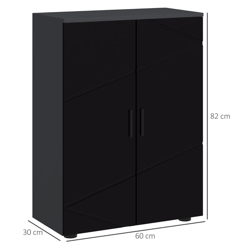 kleankin Mueble de baño 2 puertas en madera con 3 estantes y cierre amortiguado, 60x30x82 cm, Negro