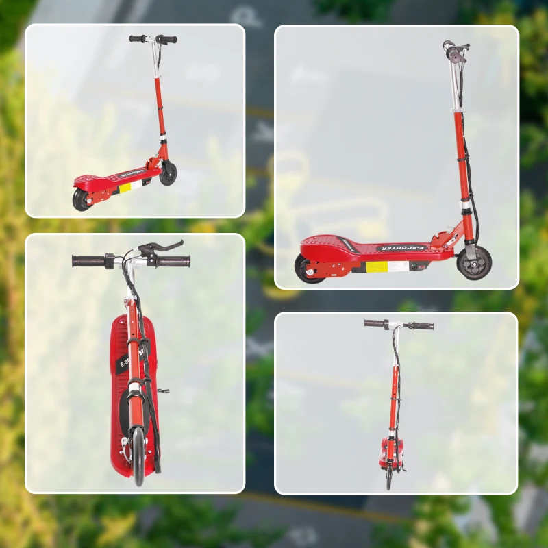 HOMCOM Folding Electric Scooter Rechargeable Kids Ride on 7-14 Age Red/Black