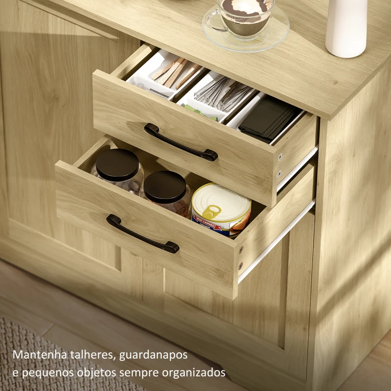 HOMCOM Aparador Móvel com 3 Portas Moderno para Sala de Estar com 2 Gavetas Prateleira Ajustável 120x38x79 cm Madeira