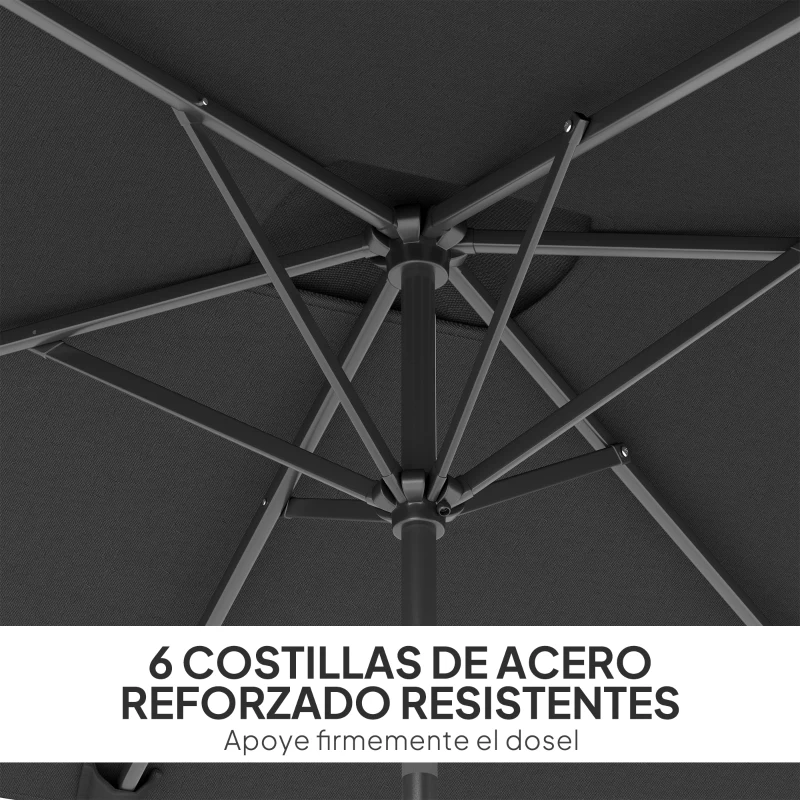 Outsunny Sombrilla de Aluminio 198x294x255 Parasol Rectangular de Jardín Inclinable con Manivela y Poste Desmontable Gris