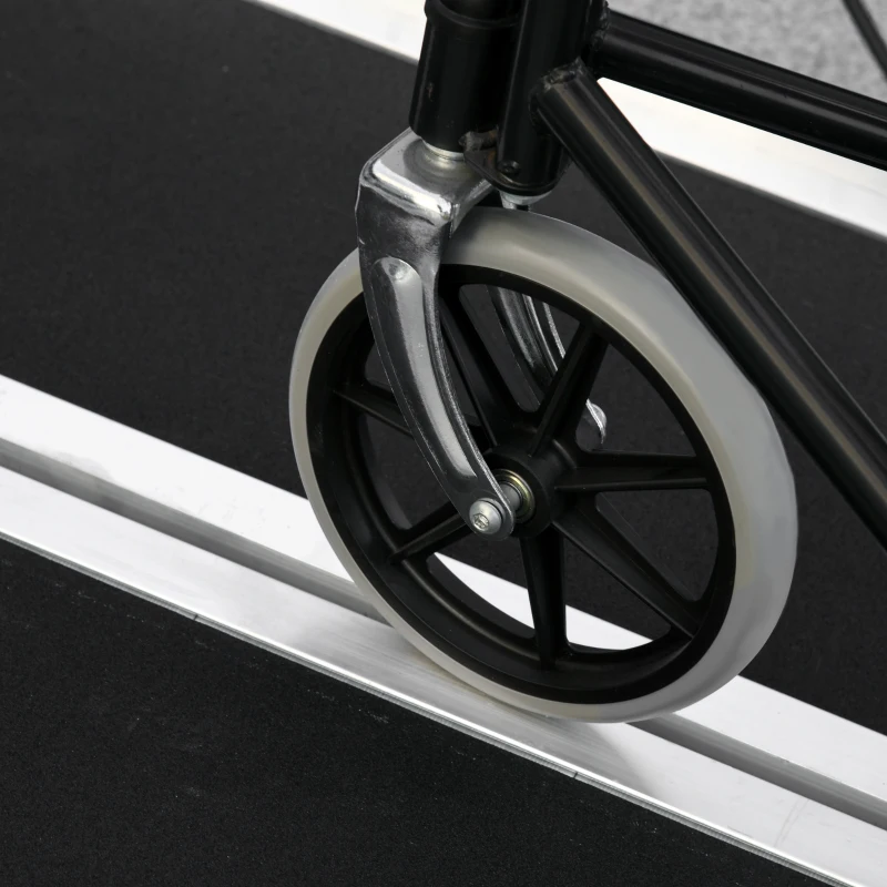 HOMCOM Rampa para Silla de Ruedas Rampa de Carga Rampa de Acceso antideslizante Plegable con Bordes de seguridad Máx. 270 kg dim. 91L x 72l x 5H cm alu. Negro