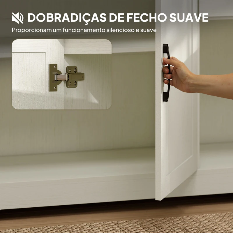 HOMCOM Aparador com 3 Portas Moderno para Sala de Estar com 2 Gavetas Prateleira Ajustável 120x38x79 cm Branco com Efeito Madeira