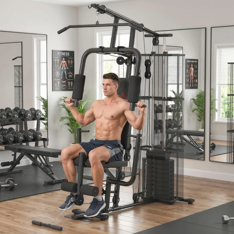 HOMCOM Multifunction Home Gym System Weight Training Exercise Workout Station