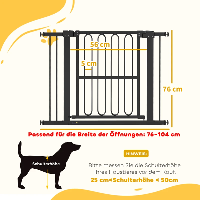 PawHut Türschutzgitter Hund, 76-104 cm Absperrgitter ohne Bohren, Treppengitter