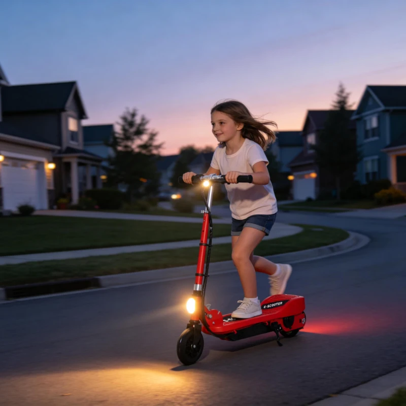 HOMCOM Folding Electric Scooter Rechargeable Kids Ride on 7-14 Age Red/Black