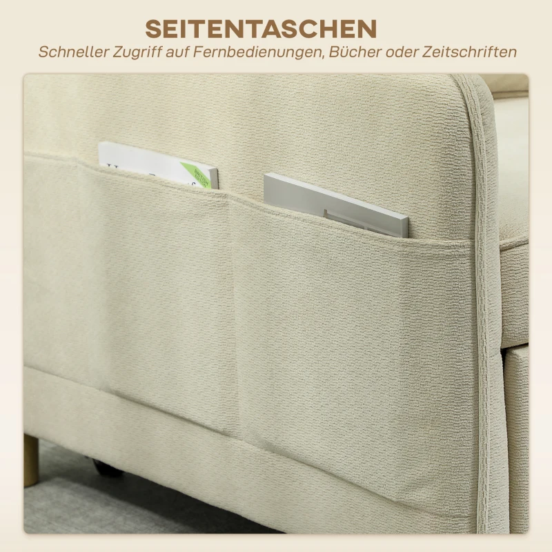 HOMCOM Schlafsessel 3 in 1 Umwandelbarer Sessel mit Bettfunktion, Breiter Sitzfläche für Wohnzimmer, Beige